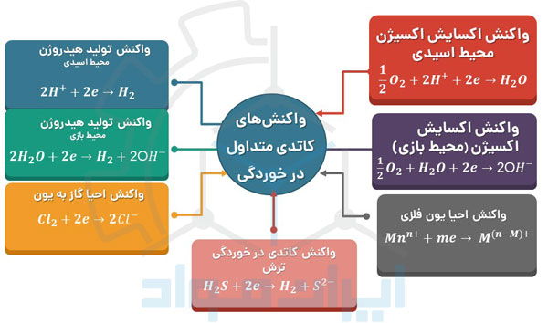 واکنش های کاتدی خوردگی | واکنش های الکتروشیمیایی خوردگی